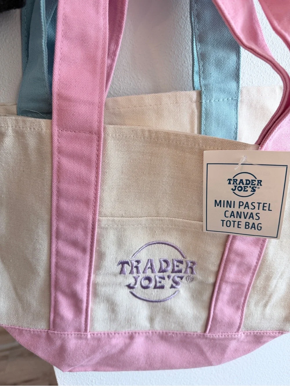 Mini Pastel Canvas Tote Bag - Pink